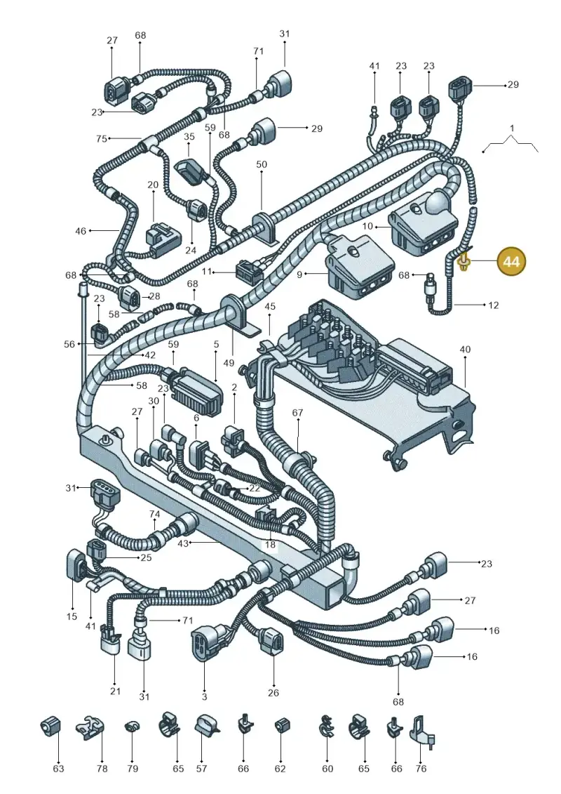 6Q0971615BA — Volkswagen Polo (2011-2014) diagram 544971800, position 44