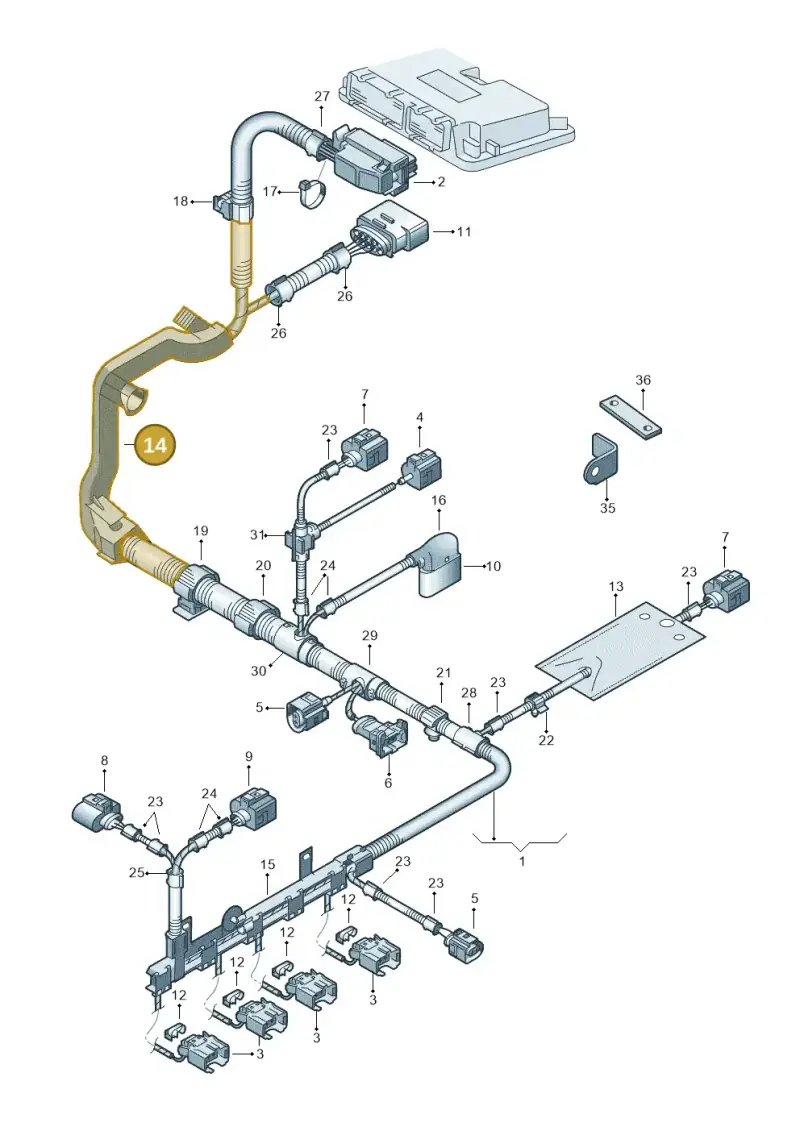 6Q0971615G — Volkswagen Polo (2008-2009) diagram 225971020, position 14