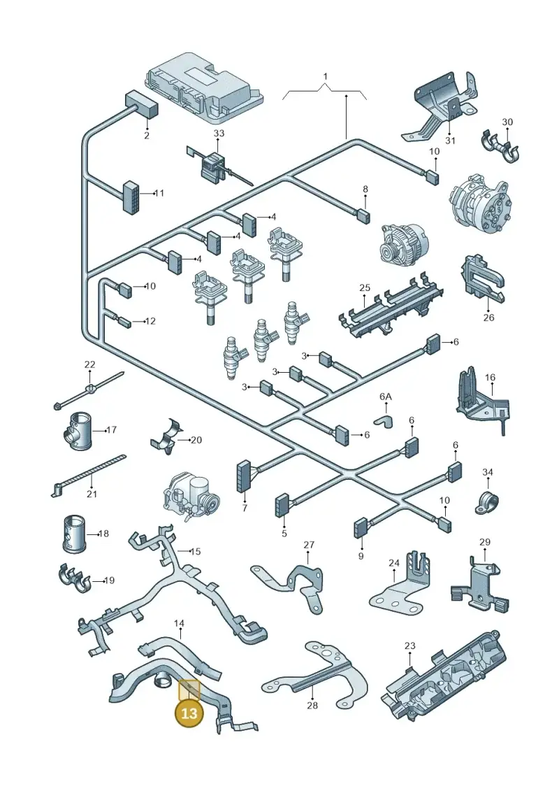 6Q0971615G — Volkswagen FOX                  M.05> (2005-) diagram 225971030, position 13