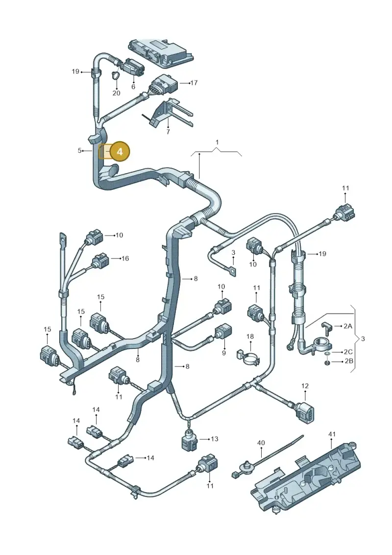 6Q0971615G — Volkswagen Polo (2009-2012) diagram 253971030, position 4