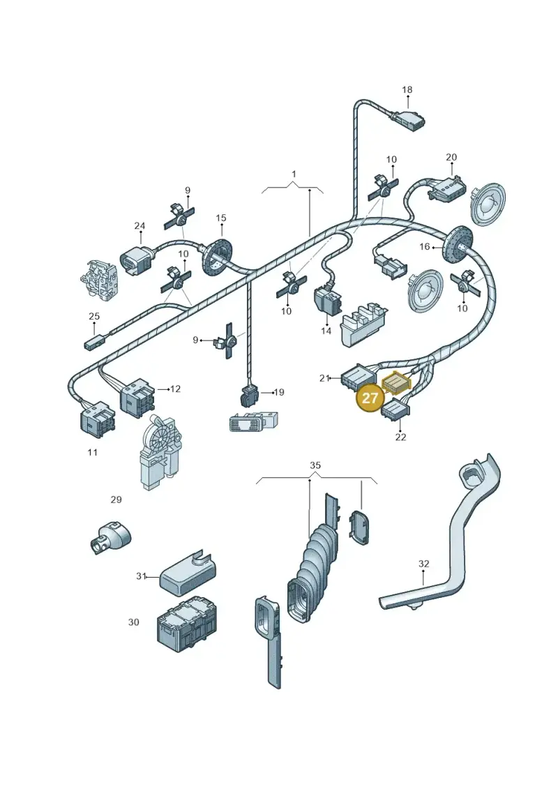 6Q0971633A — Volkswagen Polo (2008-2009) diagram 461972350, position 27