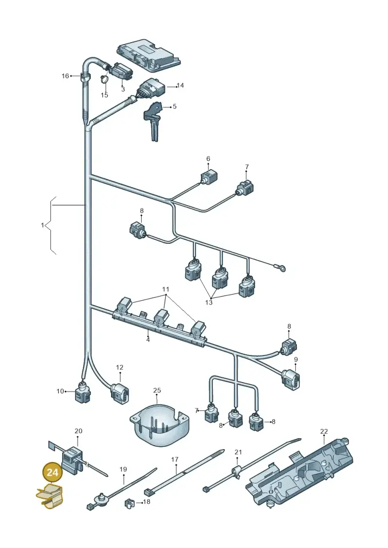 6Q0971842 — Volkswagen Polo (2012-2014) diagram 747971030, position 24
