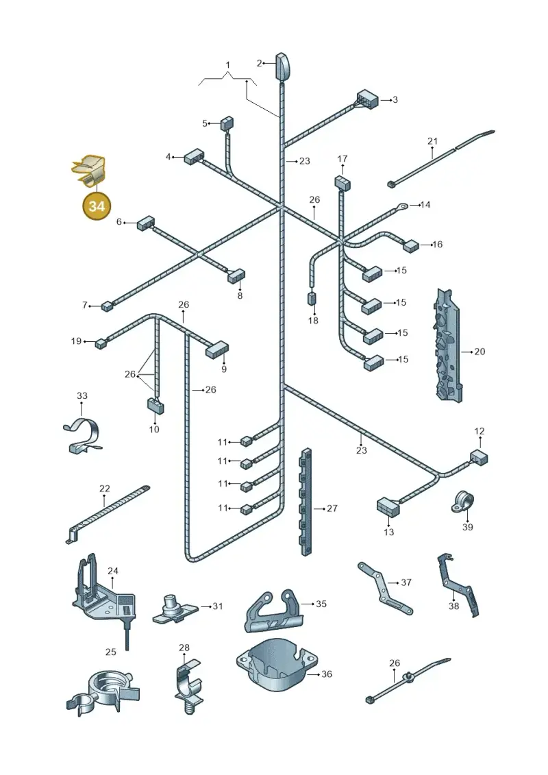 6Q0971842 — Volkswagen Polo (2012-2014) diagram 747971080, position 34