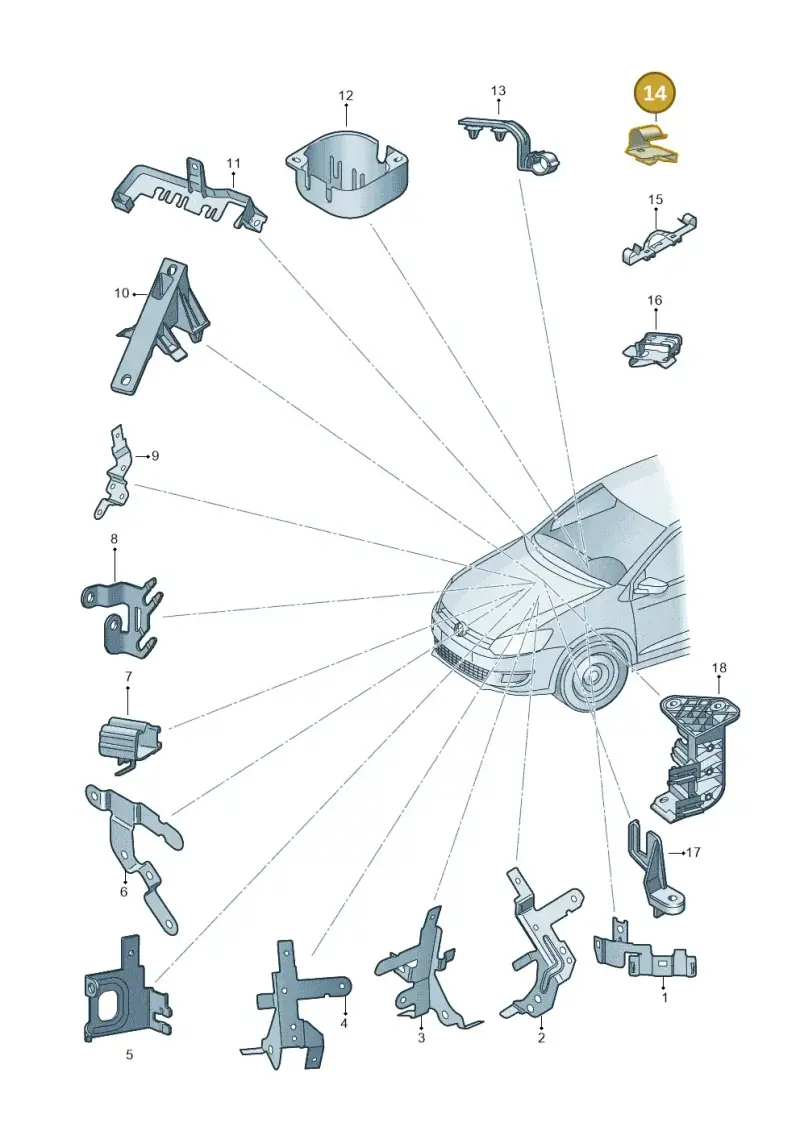 6Q0971842 — Volkswagen Polo 1.4 BlueMotion (2014-2017) diagram 773971500, position 14