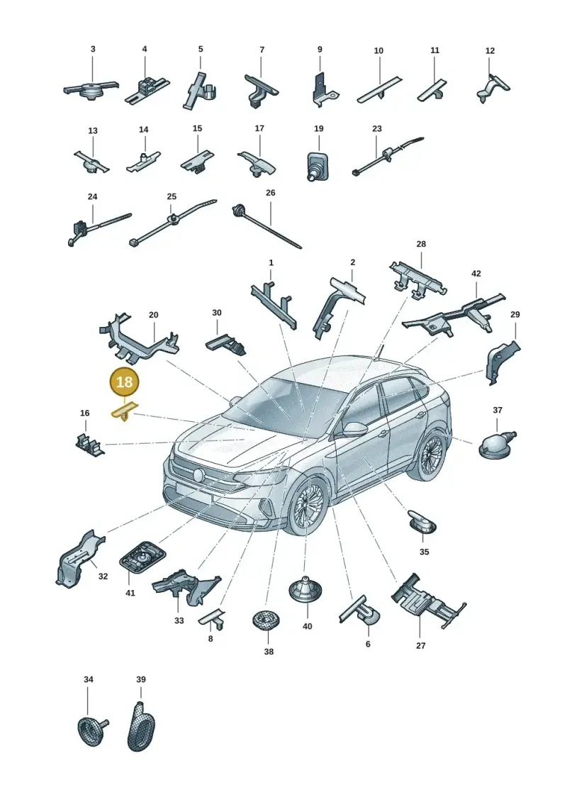 6Q0971848P — Volkswagen Taigo (2021-2024) diagram 2f0971083, position 18