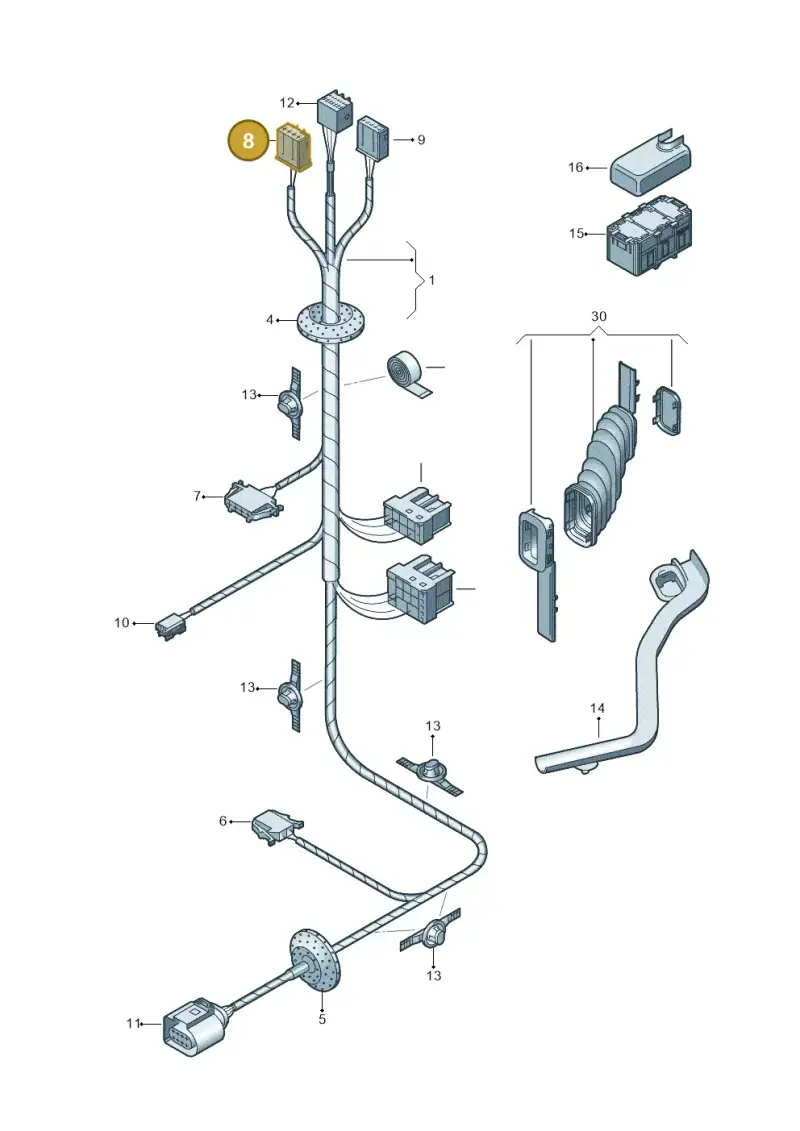 6Q0972704 — Volkswagen Polo (2011-2014) diagram 253972370, position 8