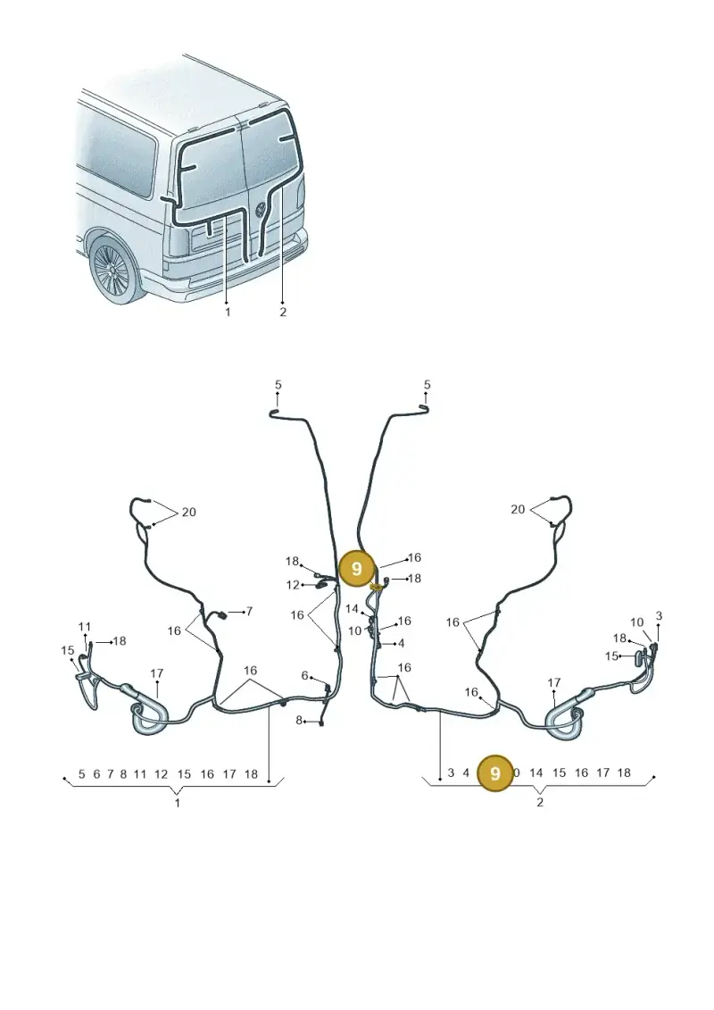 6Q0972704 — Volkswagen Caravelle (2019-2024) diagram 7ep972083, position 9