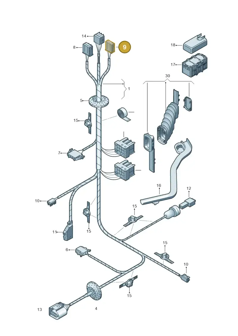 6Q0972705 — Volkswagen Polo (2011-2014) diagram 253972350, position 9