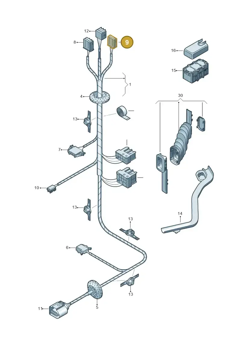 6Q0972705 — Volkswagen FOX                  M.05> (2005-) diagram 253972370, position 9
