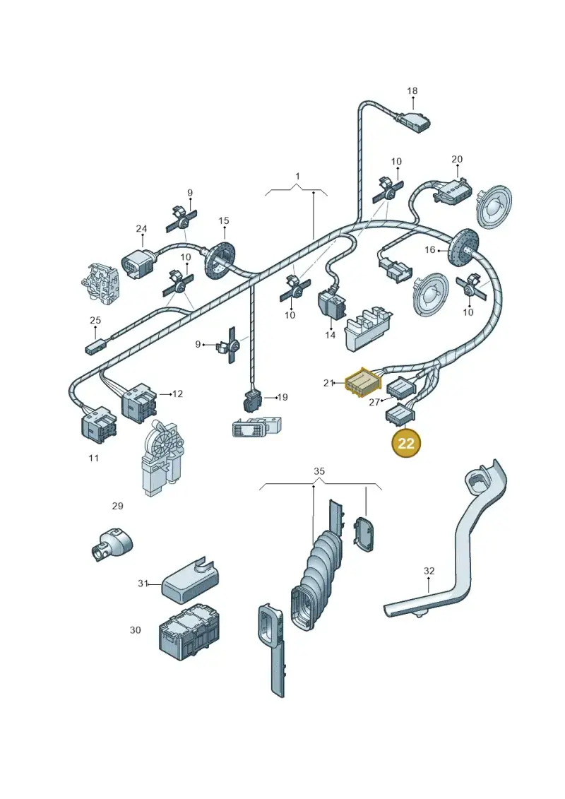 6Q0972705 — Volkswagen Polo (2008-2009) diagram 461972350, position 22