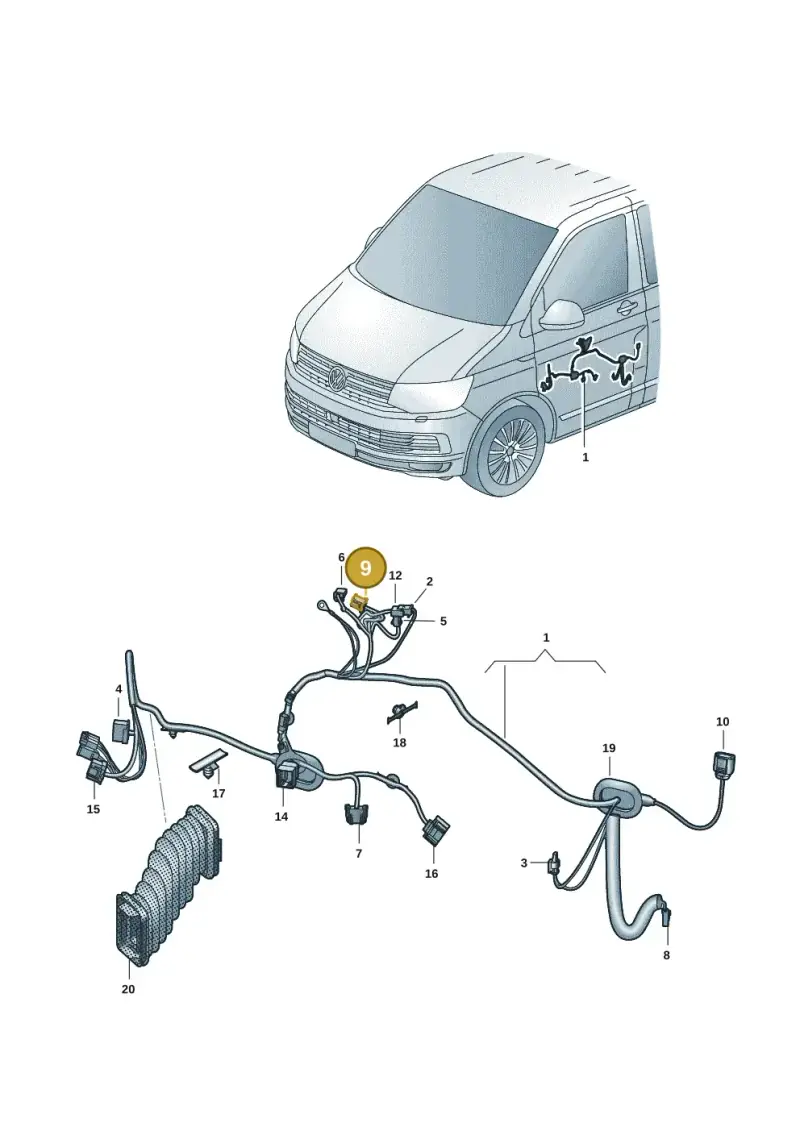 6Q0972706A — Volkswagen Transport. multivan (2019-2024) diagram 7em972030, position 9