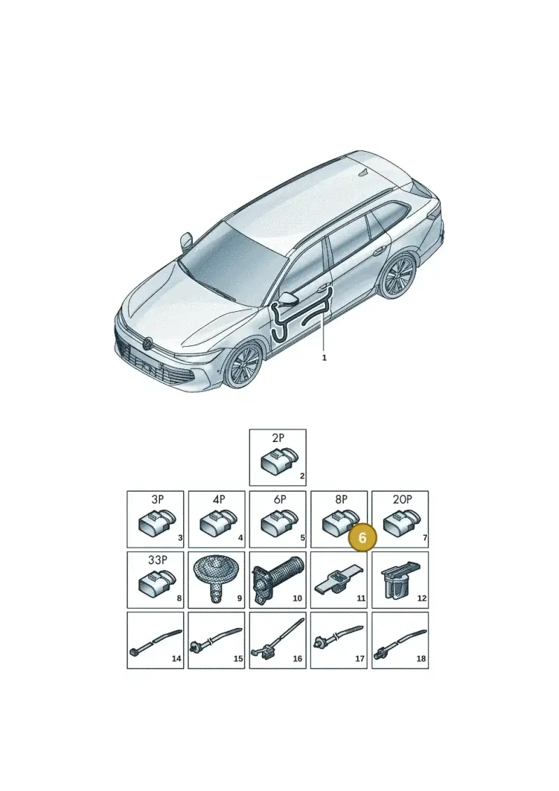 6Q0972708 — Volkswagen Passat estate (2023-) diagram 3j0972300, position 6