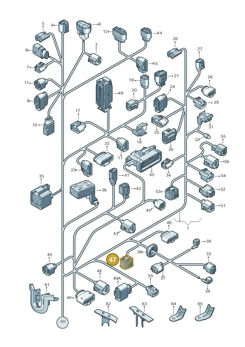 6Q0973704A — Volkswagen Tiguan (2011-2018) diagram 634971800, position 47