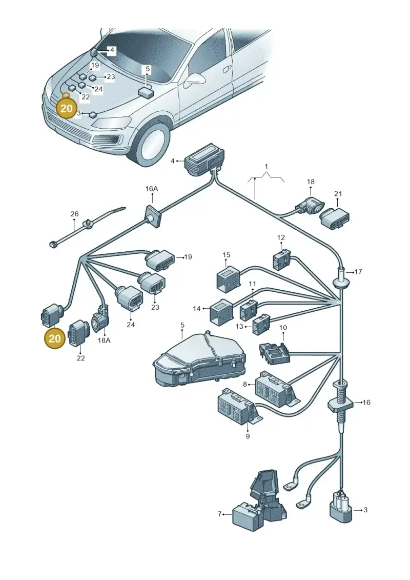 6Q0973704A — Volkswagen Touareg (2012-2014) diagram 693971180, position 20