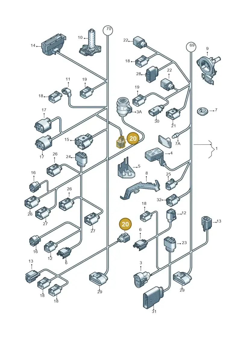 6Q0973704A — Volkswagen Eos BlueMotion (2010-2015) diagram 712971800, position 20