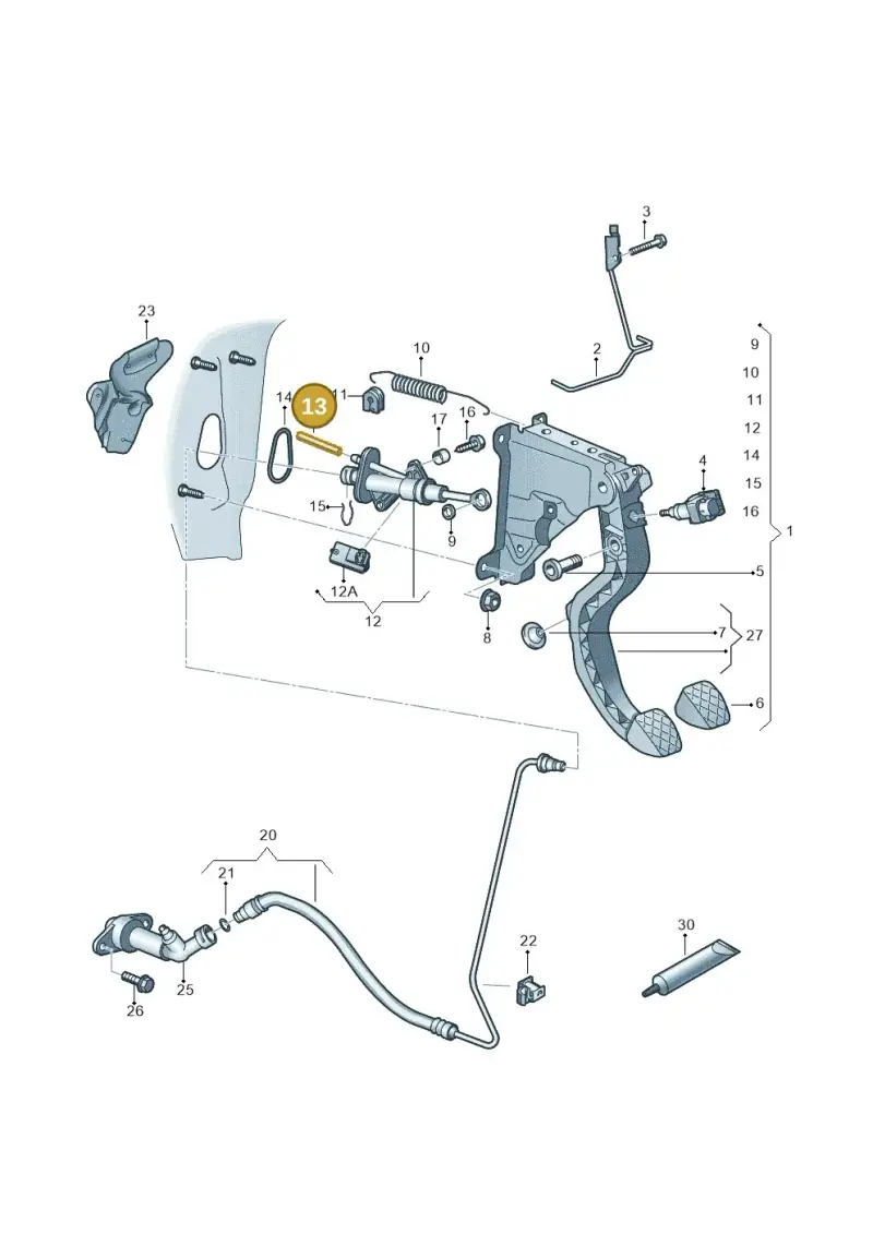 6Q1721453B — Volkswagen Up! 1.0 BlueMotion (2016-2023) diagram 723721250, position 13