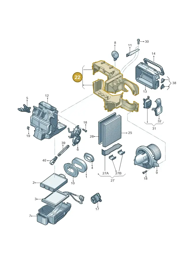 6Q1819007 — Volkswagen Polo (2012-2014) diagram 253819250, position 22