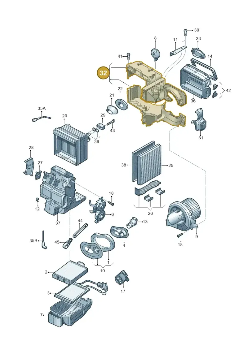 6Q1820007A — Volkswagen Polo (2008-2009) diagram 672820100, position 32