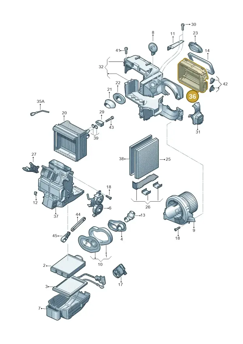 6Q2819303A — Volkswagen Polo (2012-2014) diagram 747820100, position 36