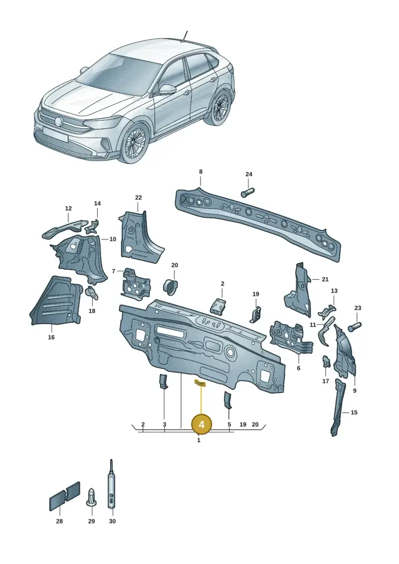 6Q6813269 — Volkswagen Taigo (2021-2024) diagram 2f0813000, position 4