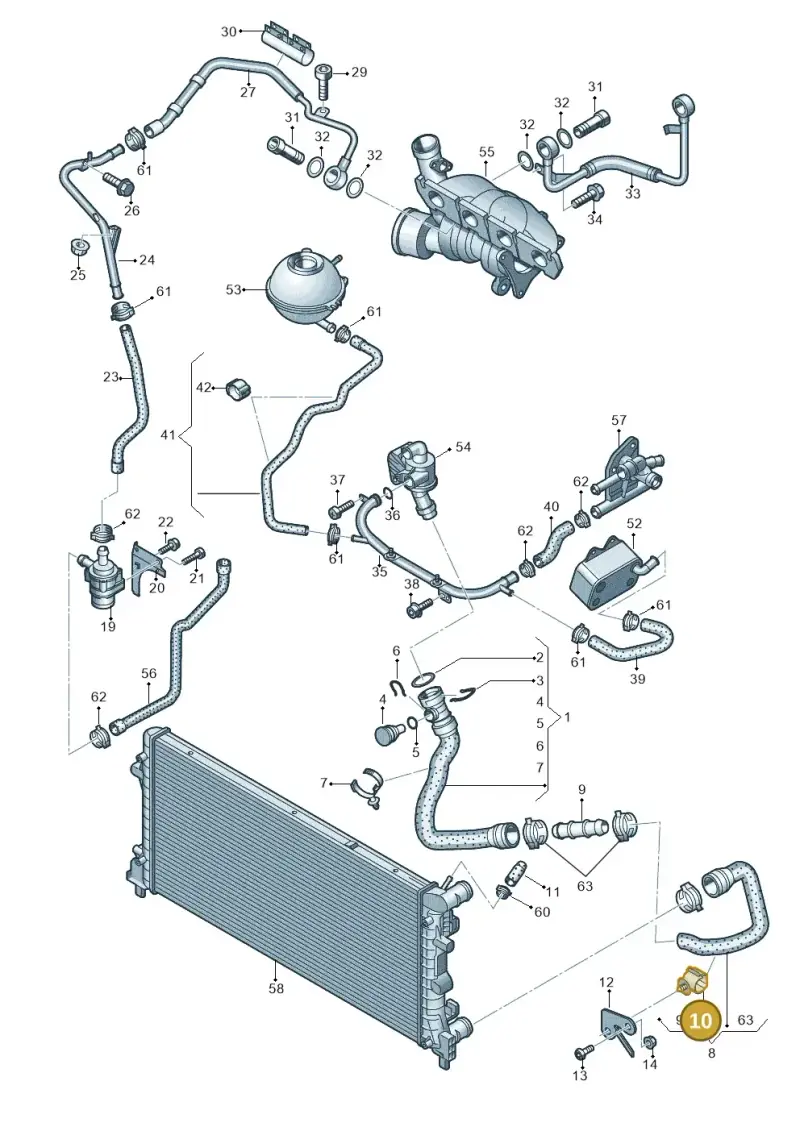 6R0121093E — Volkswagen Polo (2012-2014) diagram 708121500, position 10