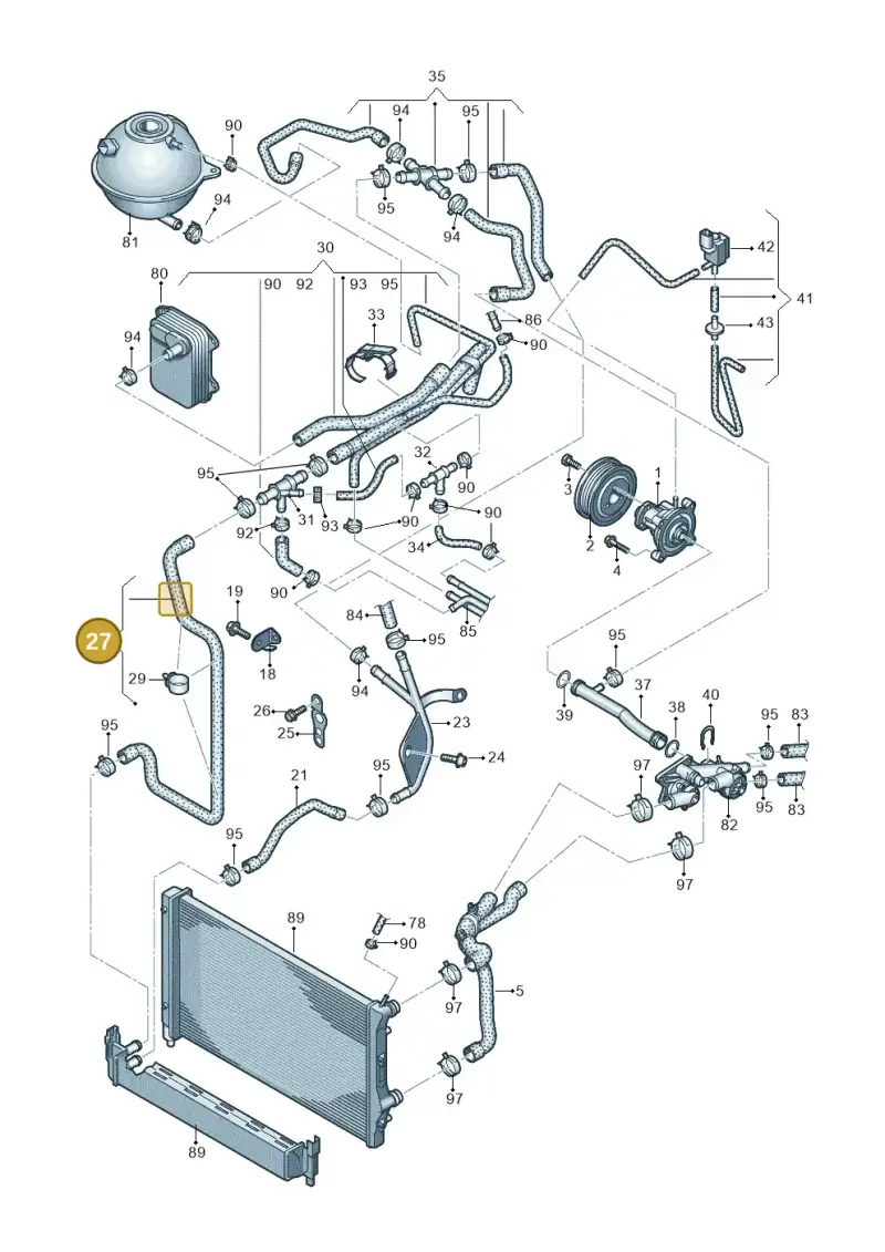 6R0122101K — Volkswagen Polo 1.6 (2013-2022) diagram 766121160, position 27