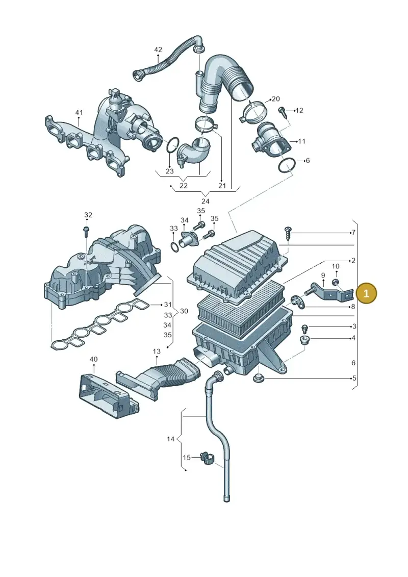 6R0129607G — Audi A1 Sportback (2010-2015) diagram 708129300, position 1