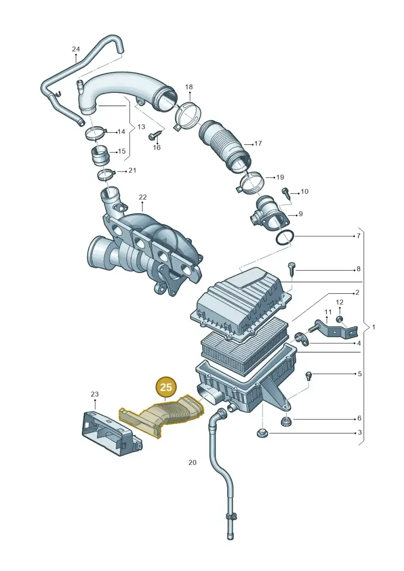 6R0129618E — Volkswagen Polo (2012-2014) diagram 747129700, position 25