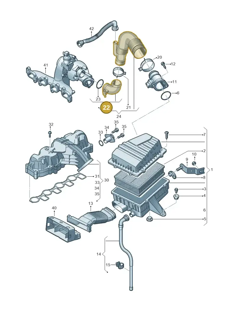6R0129635 — Audi A1 Sportback (2010-2015) diagram 708129300, position 22