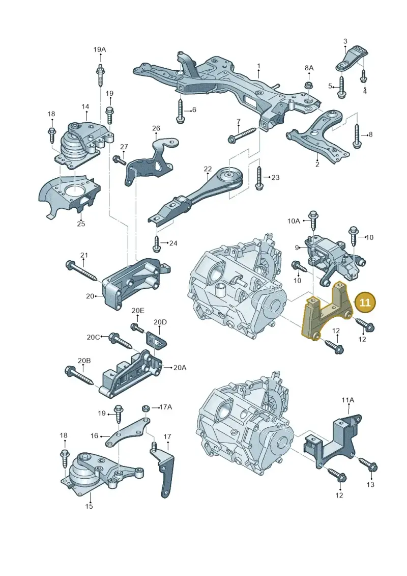 6R0199111 — Volkswagen Polo (2012-2014) diagram 747199250, position 11