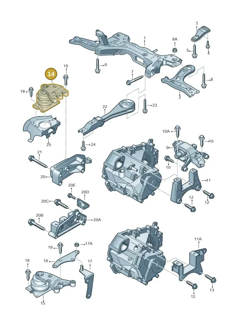 6R0199167AA — Volkswagen Polo (2009-2012) diagram 672199250, position 14