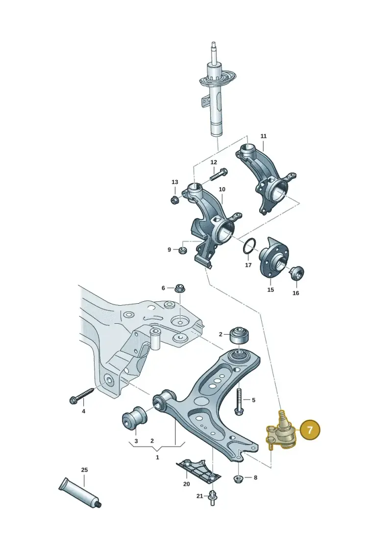 6R0407366B — Volkswagen Polo 1.6 (2020-2022) diagram 837407001, position 7