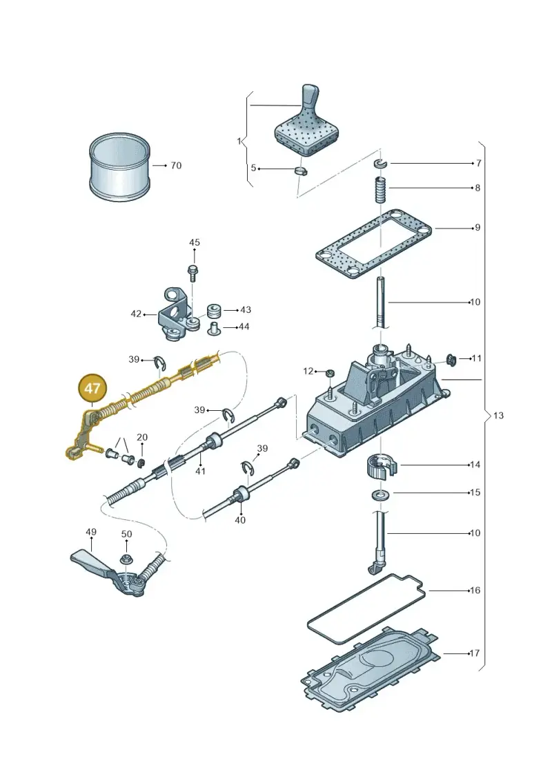 6R0711202A — Volkswagen Polo (2009-2014) diagram 461711350, position 47