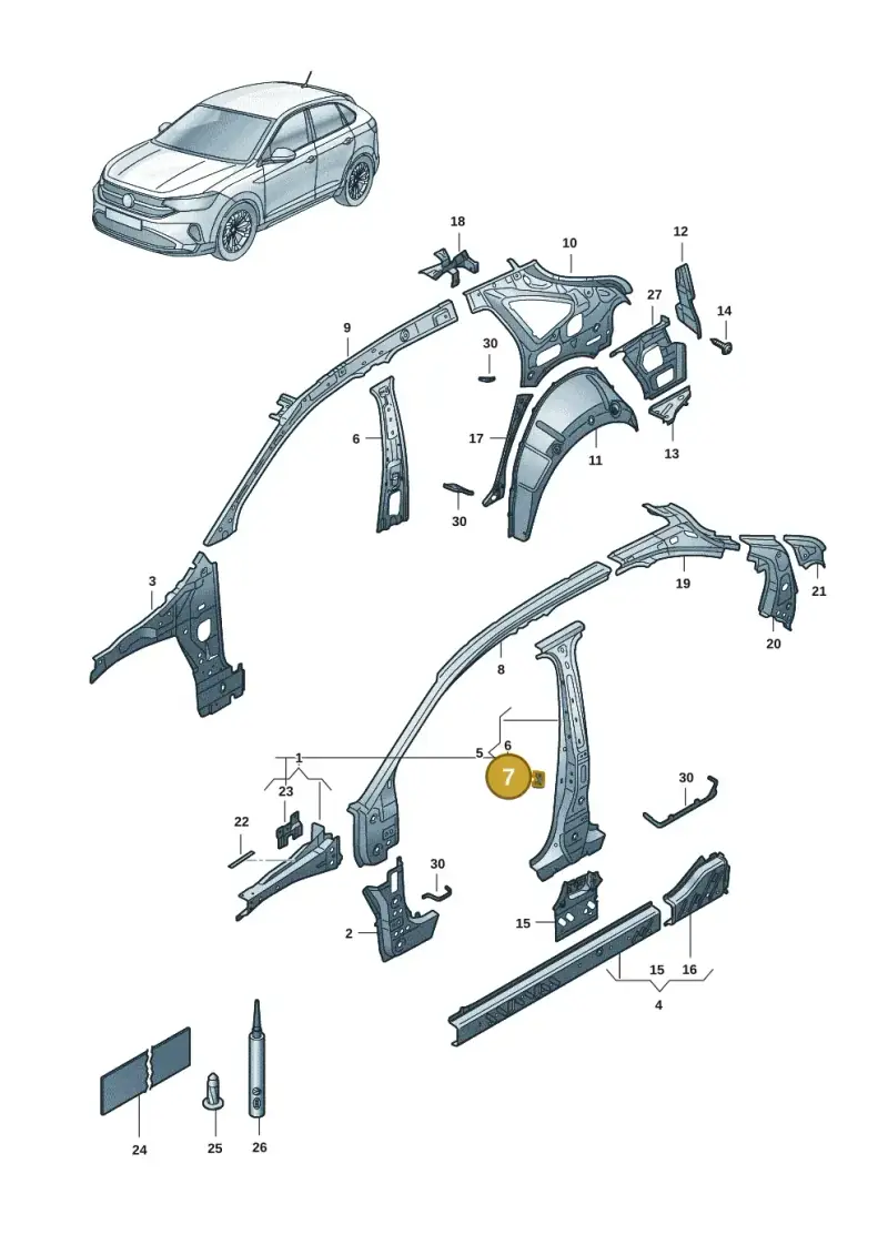 6R0810681 — Volkswagen Taigo (2021-2024) diagram 2f0809000, position 7