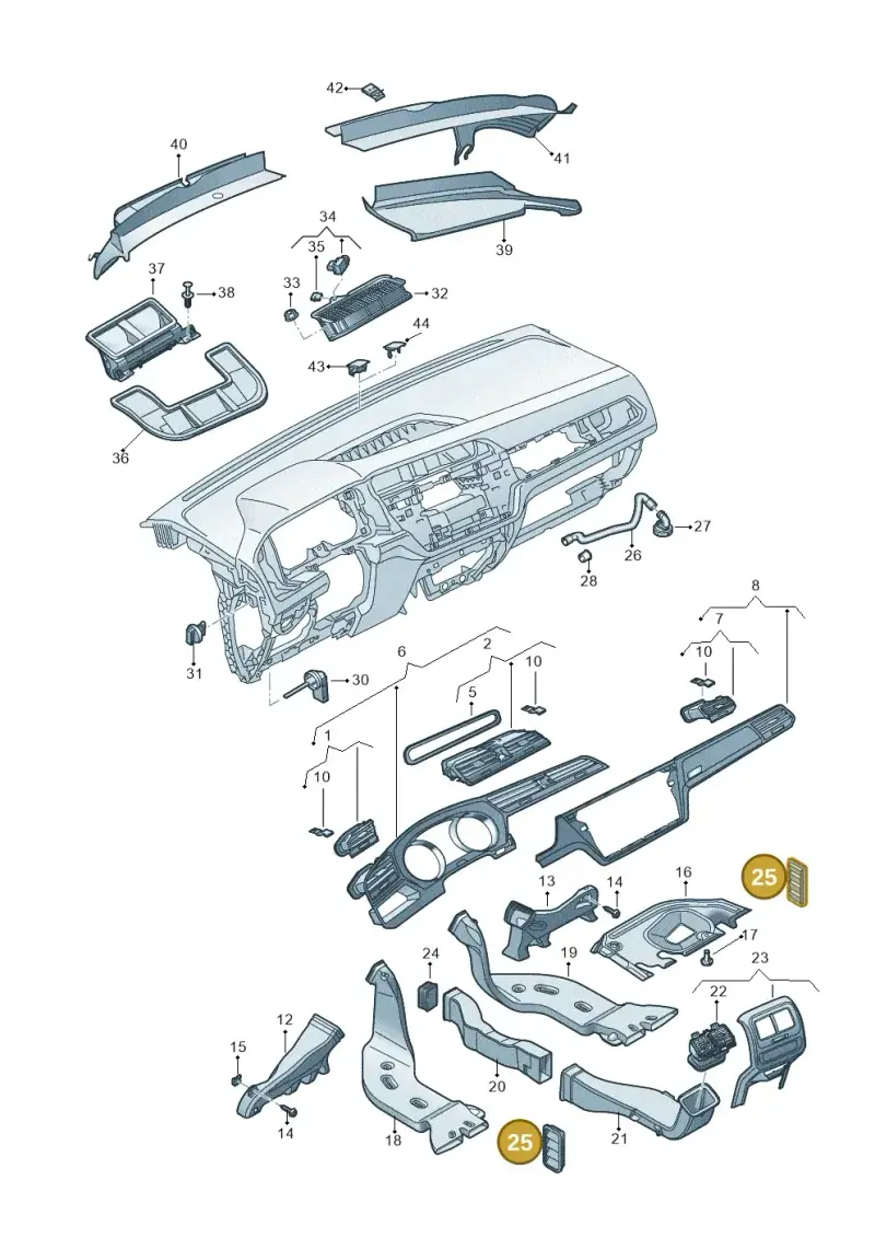 6R0819465A — Volkswagen Touran 2,0 BlueMotion (2015-2024) diagram 869819300, position 25