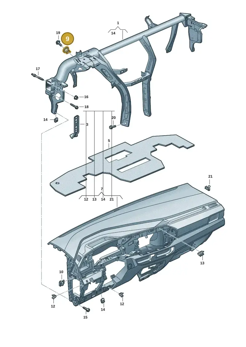6R0857049 — Volkswagen Caddy Maxi Kombi (2020-2024) diagram 2ka857000, position 9