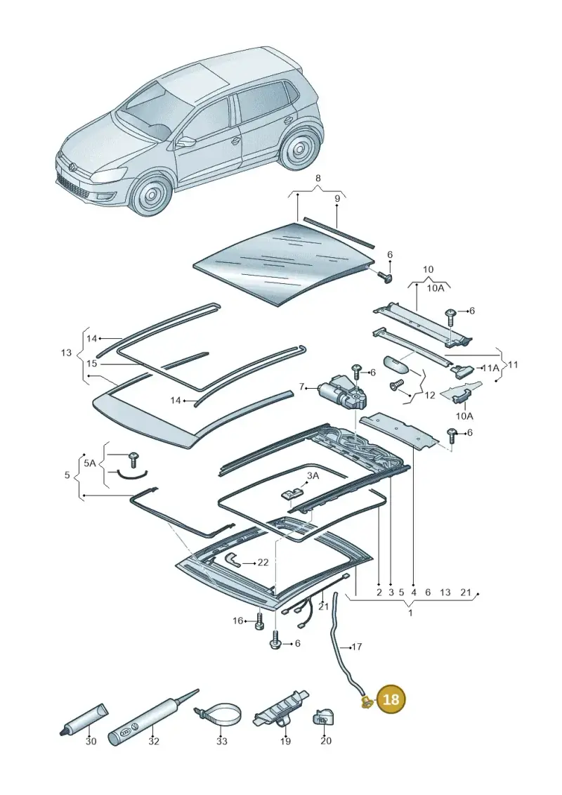 6R0877345 — Volkswagen Polo 1.4 BlueMotion (2014-2017) diagram 672877000, position 18