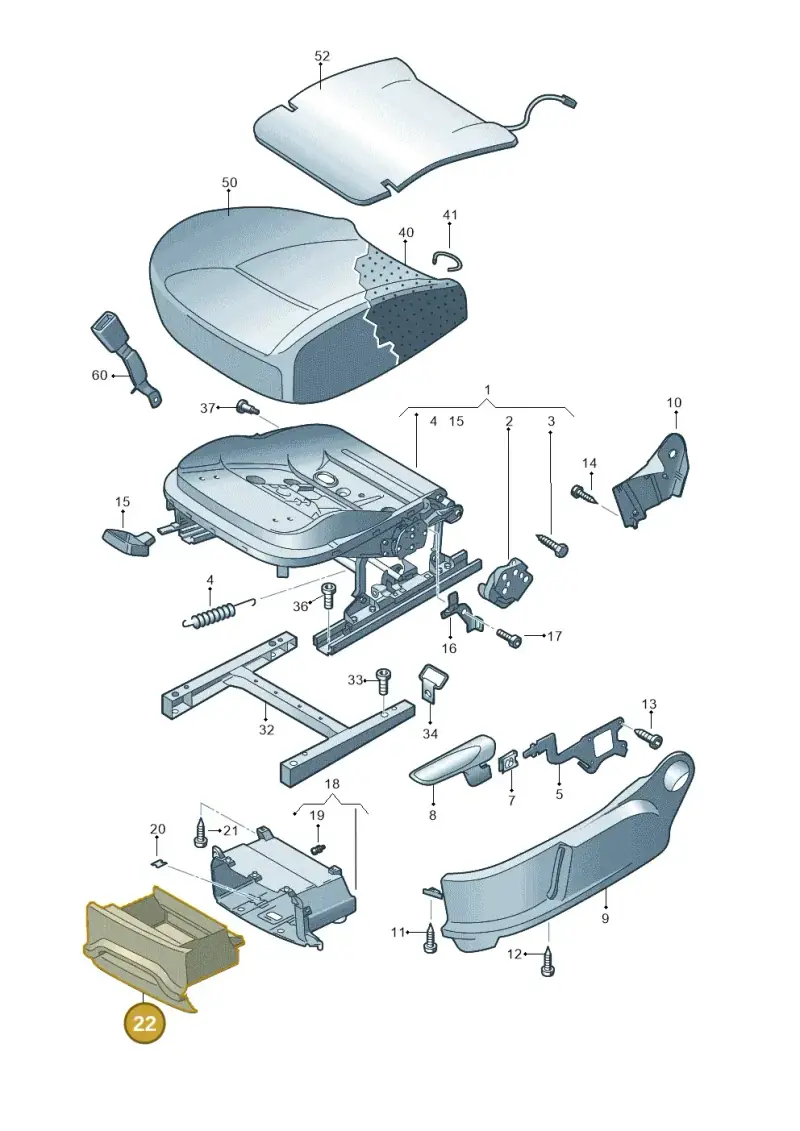 6R0882601C82V — Volkswagen Caddy Maxi Kombi (2010-2015) diagram 690881030, position 22