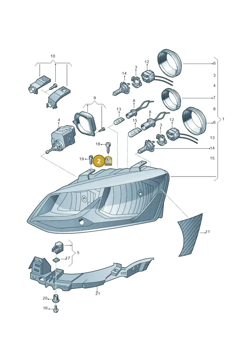 6R0911479 — Volkswagen Polo 1.4 BlueMotion (2014-2017) diagram 773941100, position 2