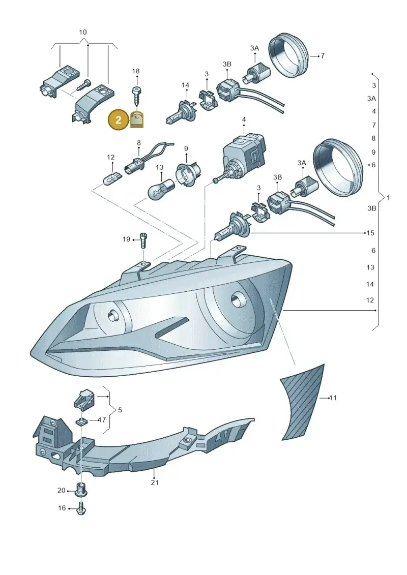 6R0911479 — Volkswagen Polo 1.4 BlueMotion (2014-2017) diagram 672941100, position 2