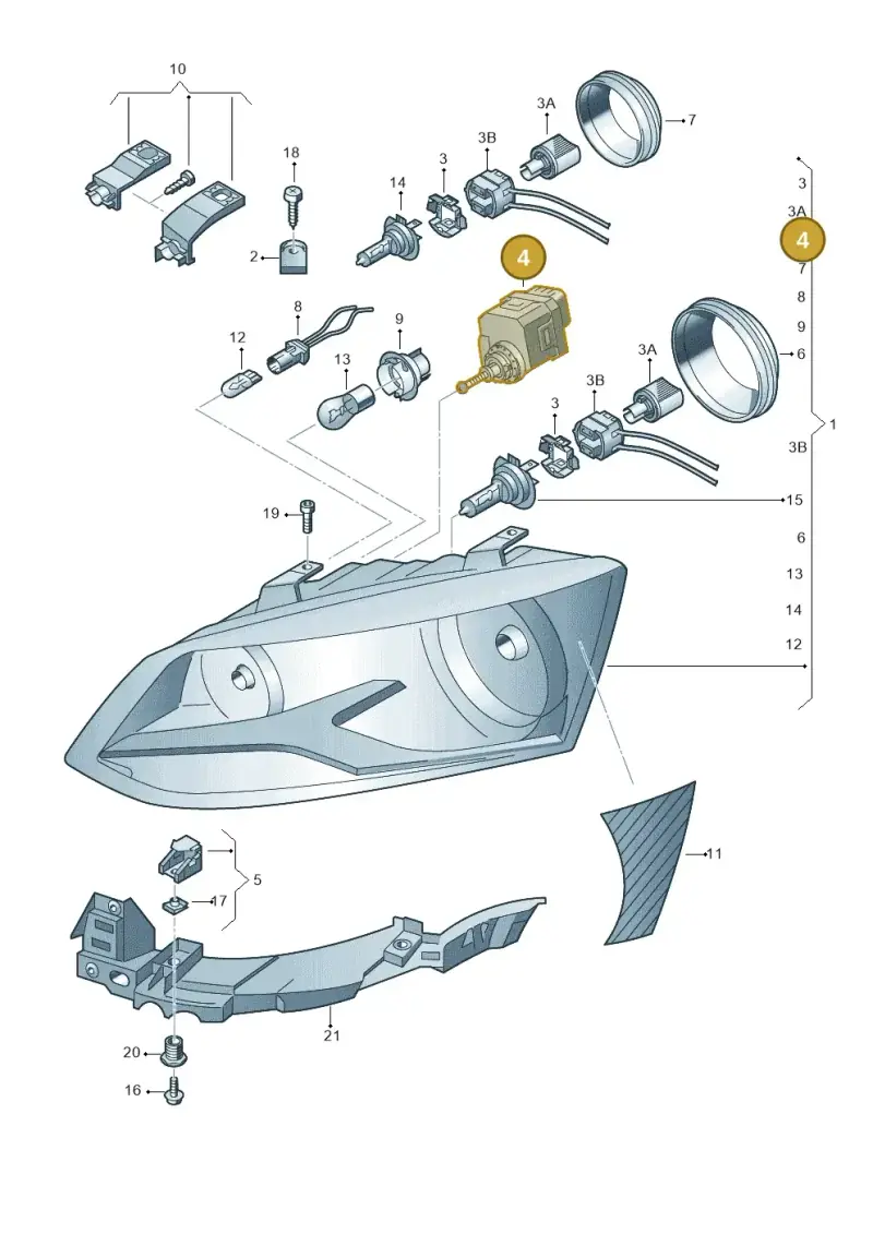 6R0941295 — Volkswagen Polo 1.4 BlueMotion (2014-2017) diagram 672941100, position 4