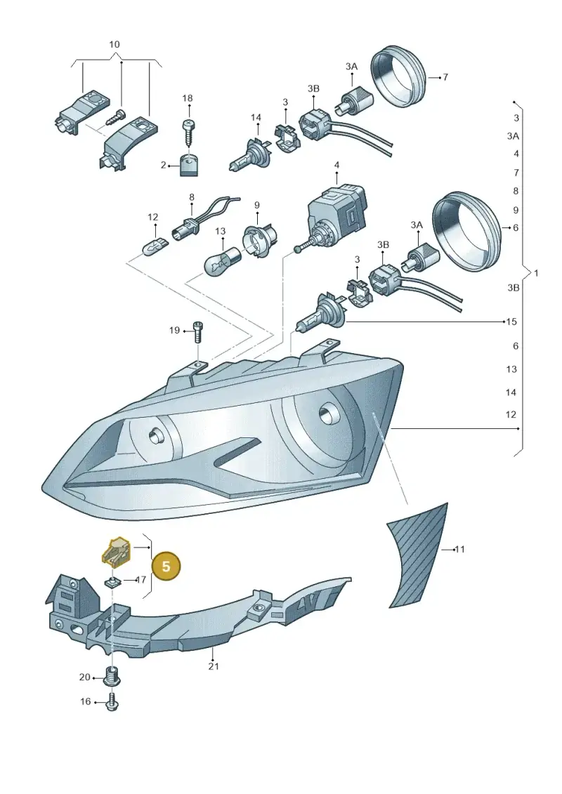 6R0941511 — Volkswagen Polo 1.4 BlueMotion (2014-2017) diagram 672941100, position 5