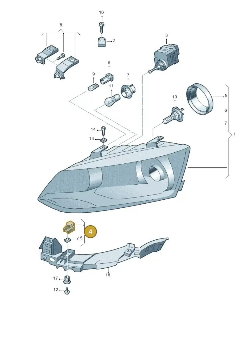6R0941511 — Volkswagen Polo (2009-2014) diagram 677941000, position 4
