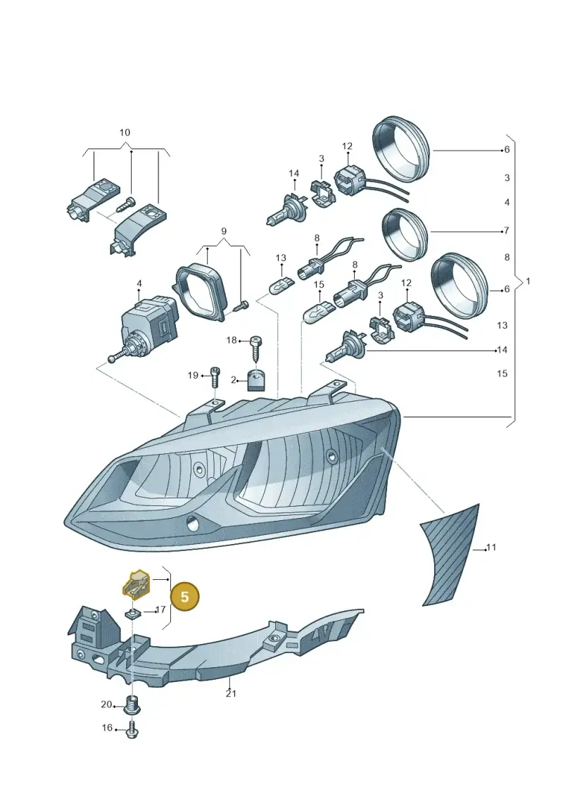 6R0941511 — Volkswagen Polo 1.4 BlueMotion (2014-2017) diagram 773941100, position 5