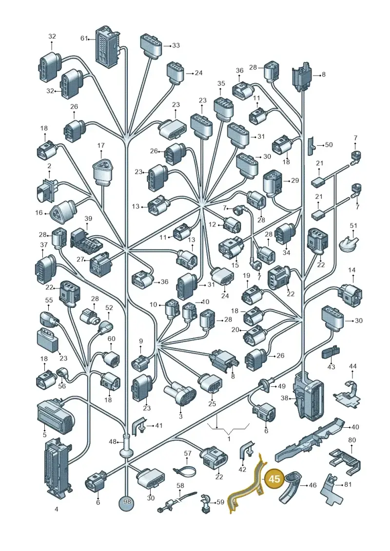 6R0971615L — Volkswagen Polo (2012-2014) diagram 672971810, position 45