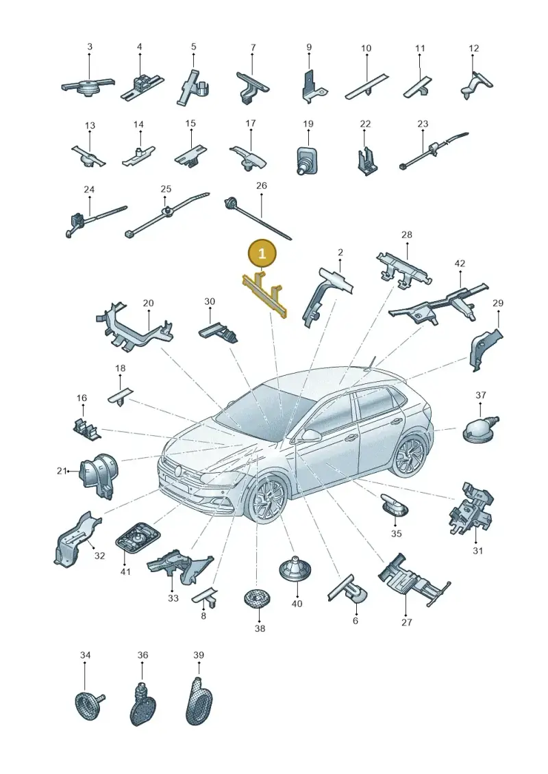 6R0971822 — Volkswagen Polo 1.0 BlueMotion (2017-2024) diagram 837971830, position 1