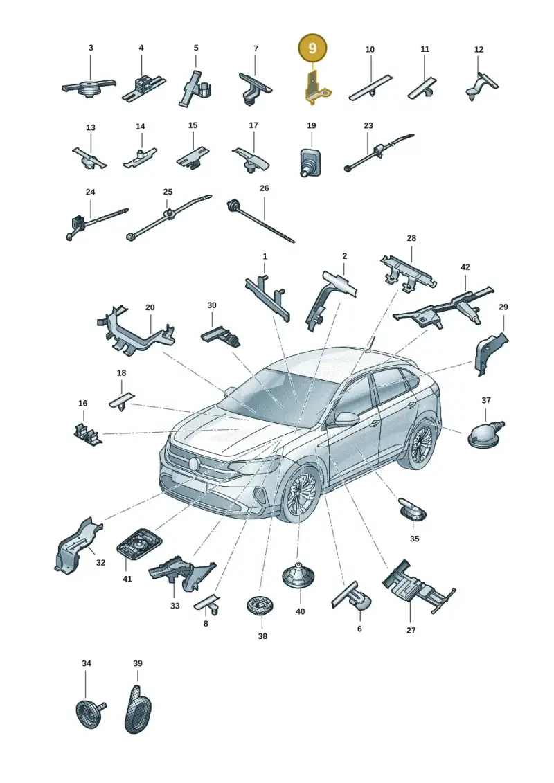 6R0971848B — Volkswagen Taigo (2021-2024) diagram 2f0971083, position 9