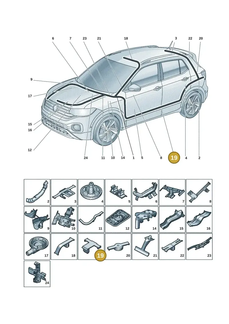 6R0971848B — Volkswagen T-Cross 1,0 (2018-2024) diagram 587971082, position 19