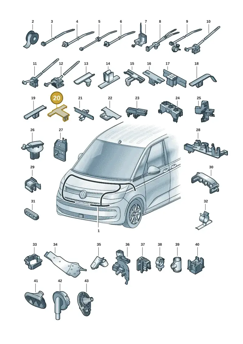 6R0971848B — Volkswagen Multivan (2021-) diagram 7t0971801, position 20
