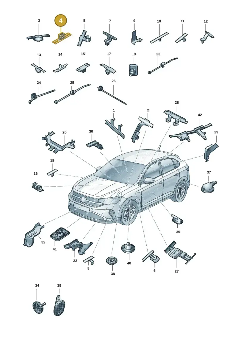 6R0971930 — Volkswagen Taigo (2021-2024) diagram 2f0971083, position 4